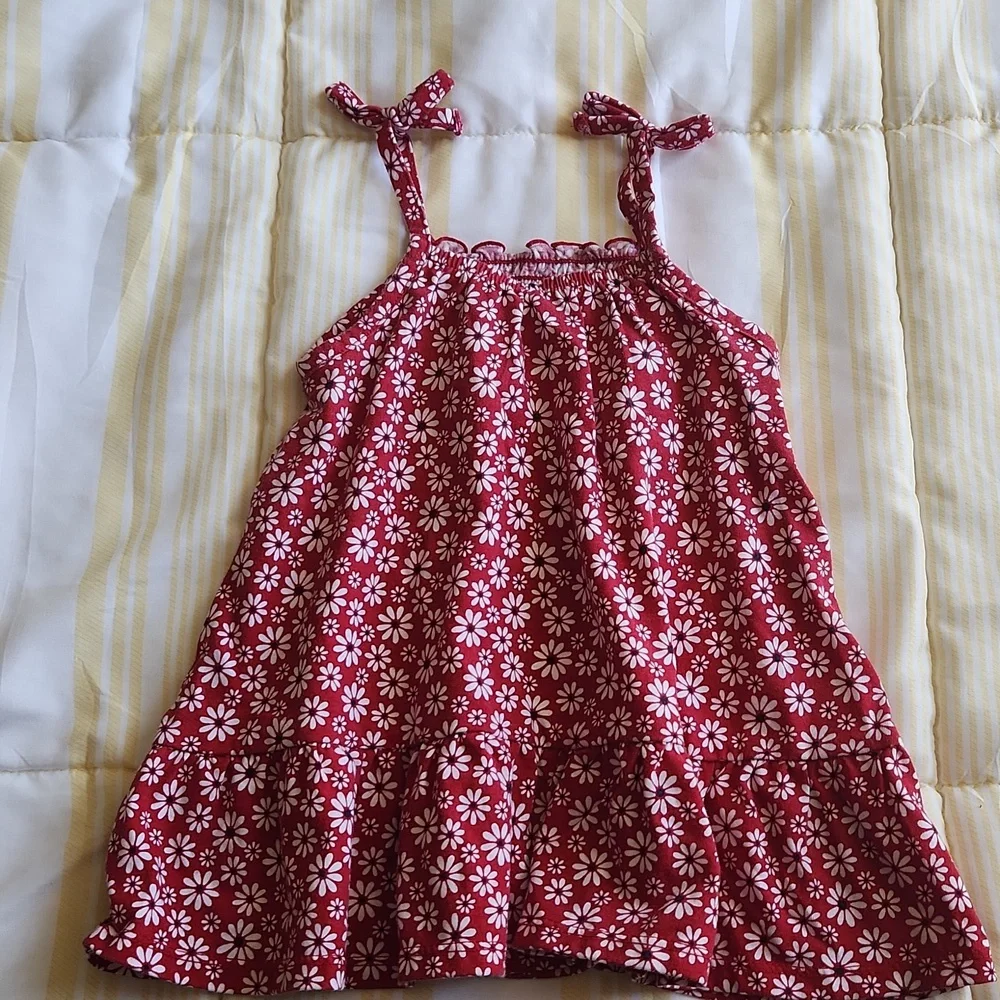 Children's Place Girls Daisy Tie Shoulder Dress - Ruby 12-18 months